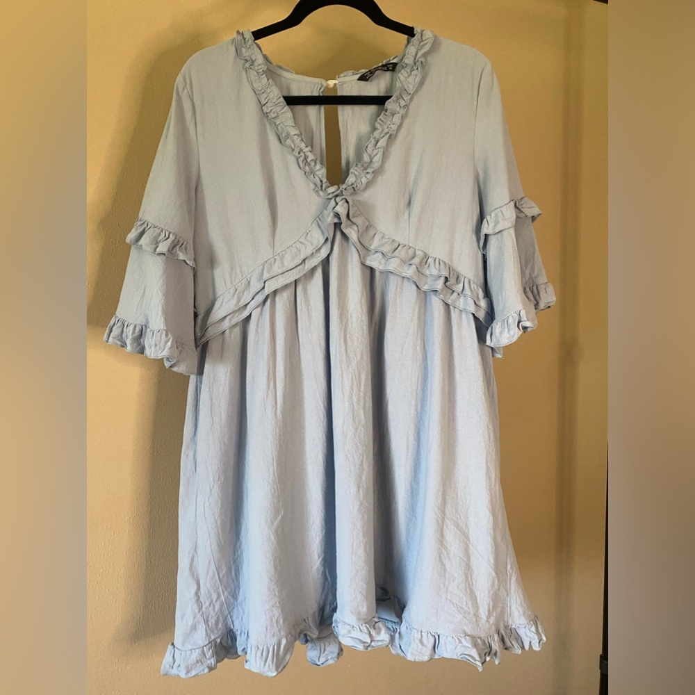 Simplee blue ruffled dress